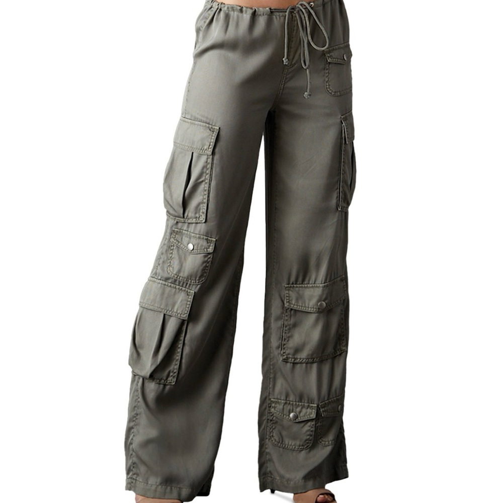 Blue Revival In Combat High Rise Light Olive Wide Leg Cargo Pants Size 25 NWT